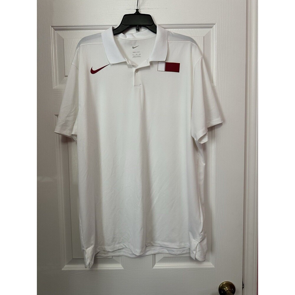 Nike Pro Elite Qatar Dri-Fit Polo White Team CT0758-100 Size XL BRAND NEW